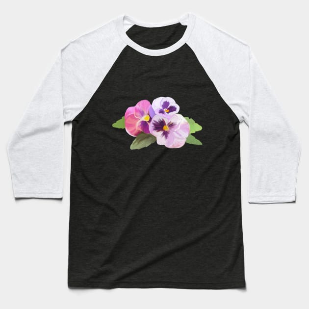 three flowers of pansy Baseball T-Shirt by Veralex